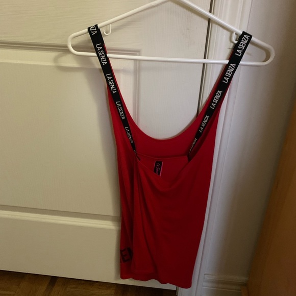 **2 for $20**🛍️ La Senza Red and Black Tank Top with Text on Straps Large - Picture 4 of 8